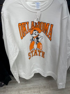 White Vintage Oklahoma State Crew Sweatshirt